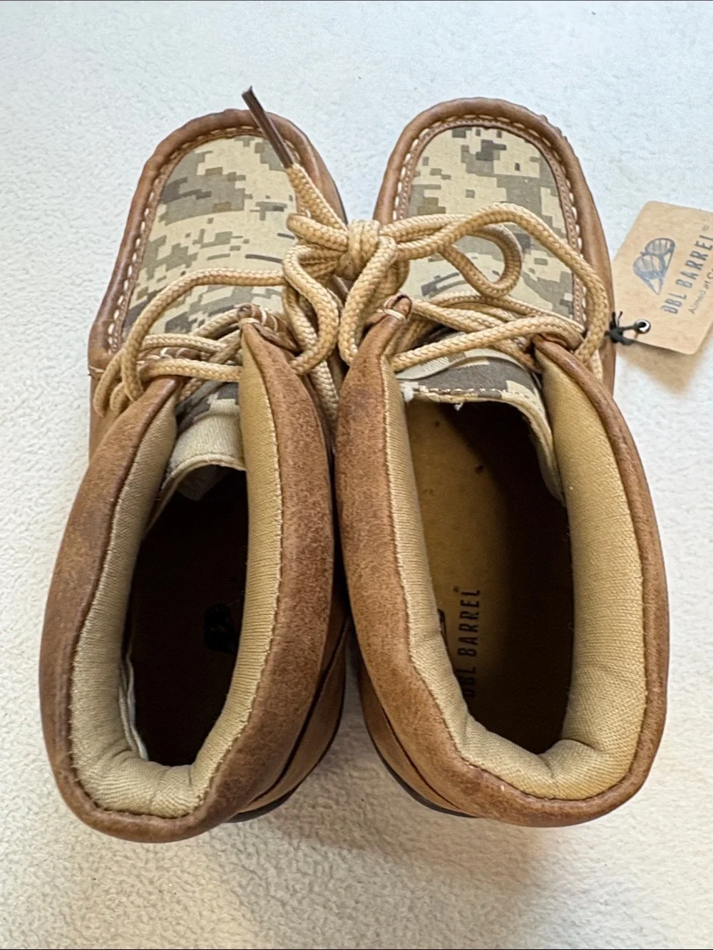DBL Barrel Kids' Moccasin Shoes in Brown with Camo